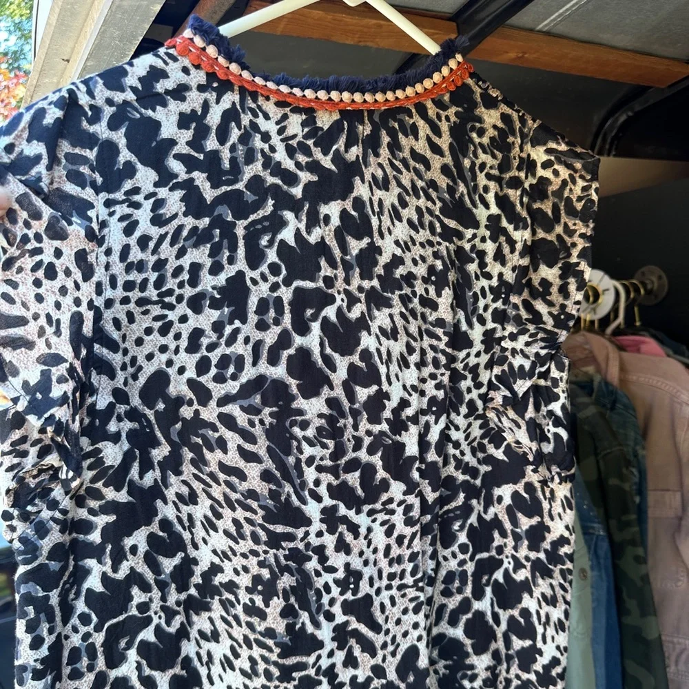 THML dress navy/cream/orange woman’s size small - Picture 5 of 5